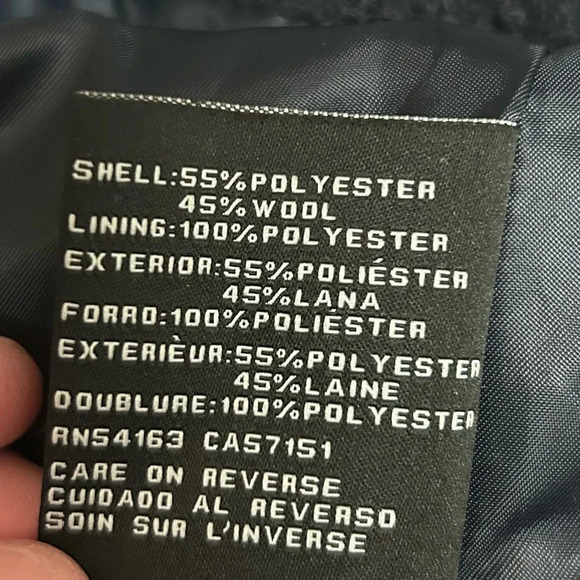 💙”Guess” Women’s Dark Navy Blue Wool Blend Zip Front Coat w/ Pockets Size S💙 - Picture 15 of 15